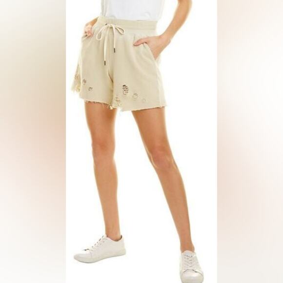 n:PHILANTHROPY Pants - n: Philanthropy NEW Athletic Distressed Pocketed Fleece Shorts Vintage Bone S